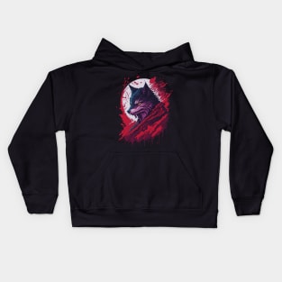 Ninja Wolf Blood Art Kids Hoodie